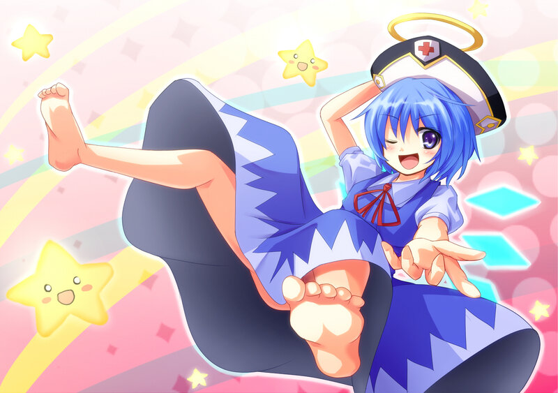 blue-haired nurse character