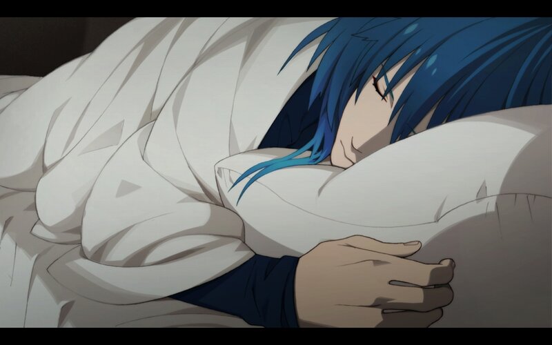 Blue-haired Person Sleeping — Blue, Calm
