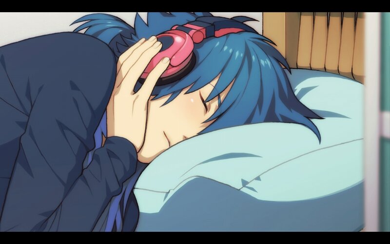Blue-haired Person Sleeping — Blue, Peaceful