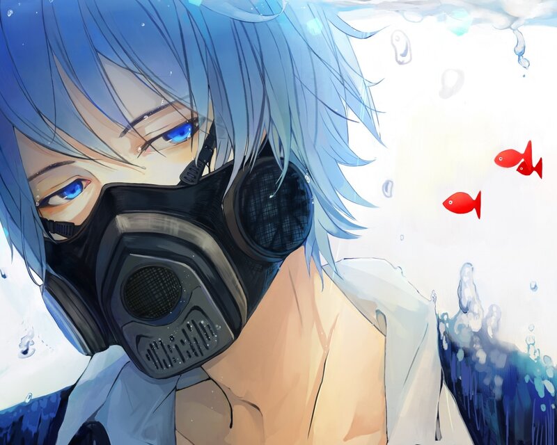 Blue-haired Person Underwater