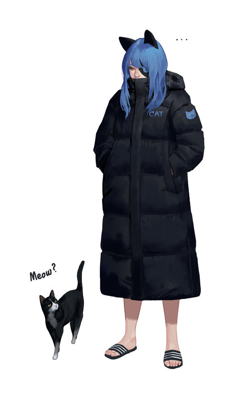 Blue-haired Person with Cat