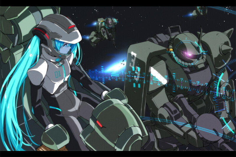 Blue-haired Pilot in Cockpit — Cyan