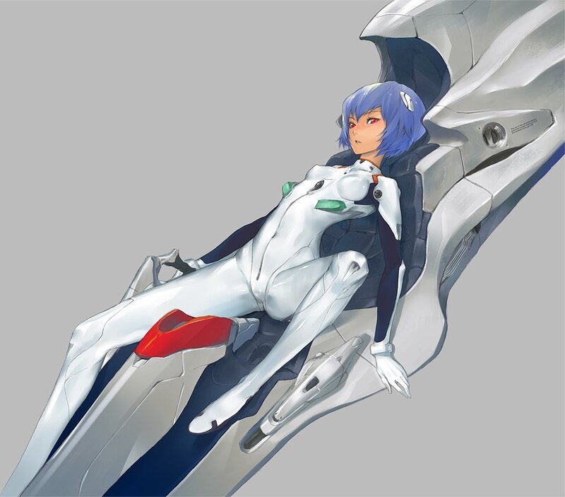 Blue-haired Pilot in Mech — Gray