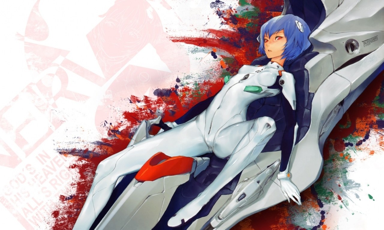Blue-haired pilot in mecha suit