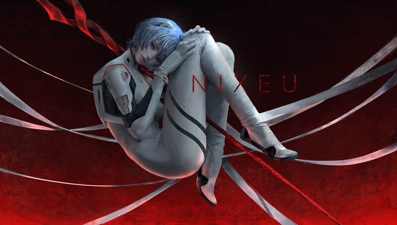 Blue-haired Pilot in Suit — Red, Dramatic