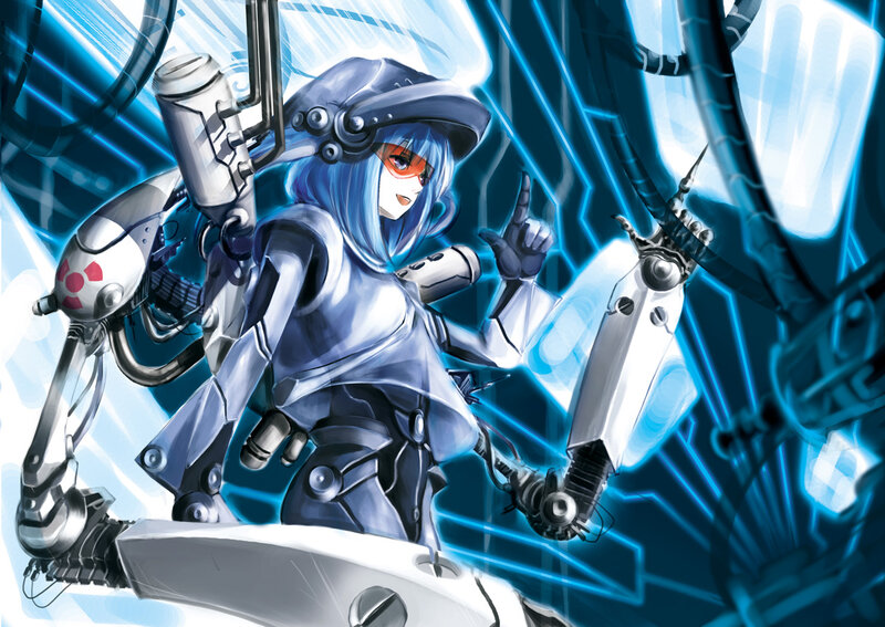 Blue-haired Robot Character