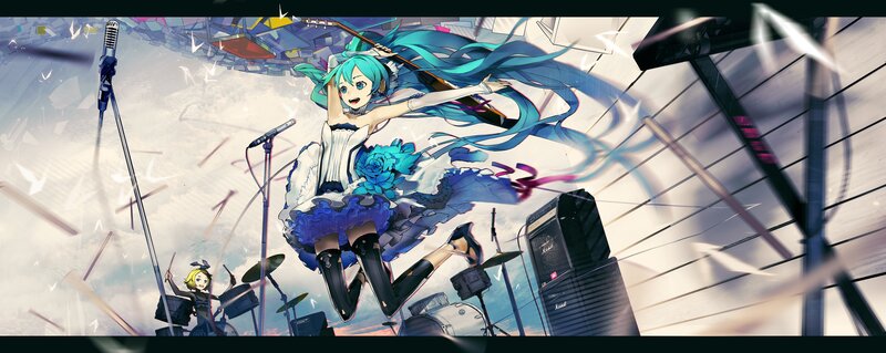 Blue-haired Singer in Concert