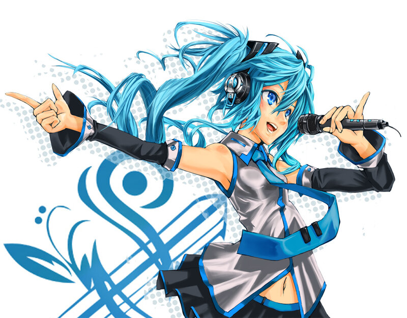 blue-haired singer performing
