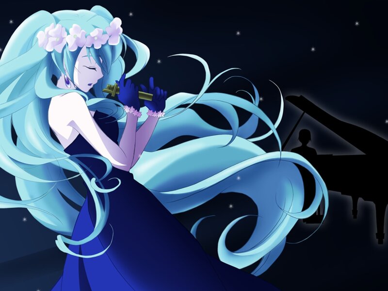 Blue-haired Singer with Microphone — Blue