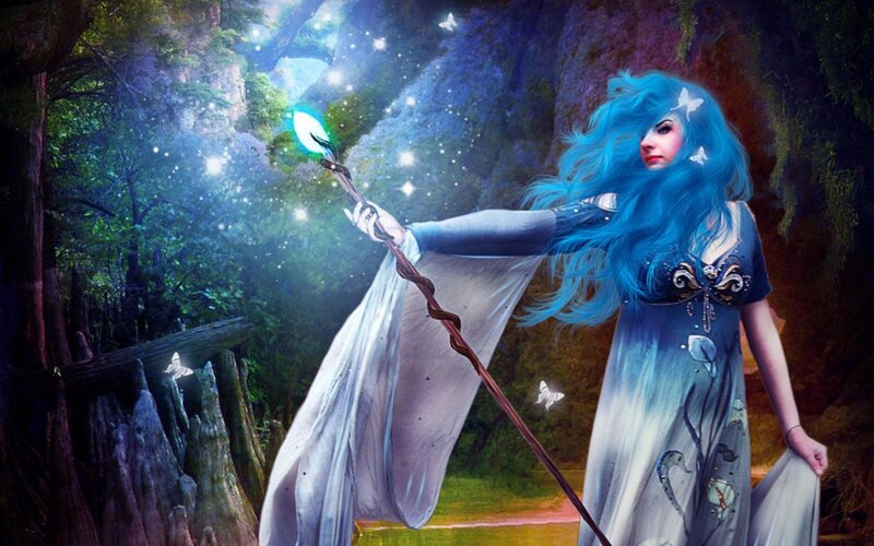Blue-haired Sorceress