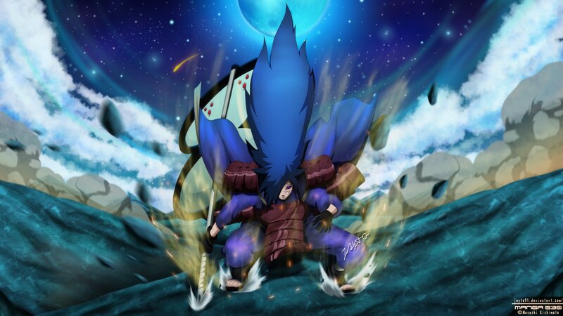 Blue-haired Warrior — Blue, Dramatic, Night, Manga