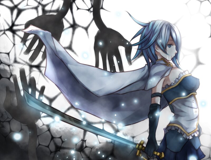 Blue-haired Warrior Girl — Blue, Dramatic, Anime