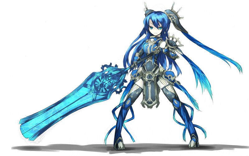 Blue-haired Warrior Girl — Blue, Dramatic