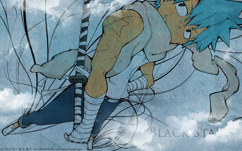 Blue-haired warrior in mid-air