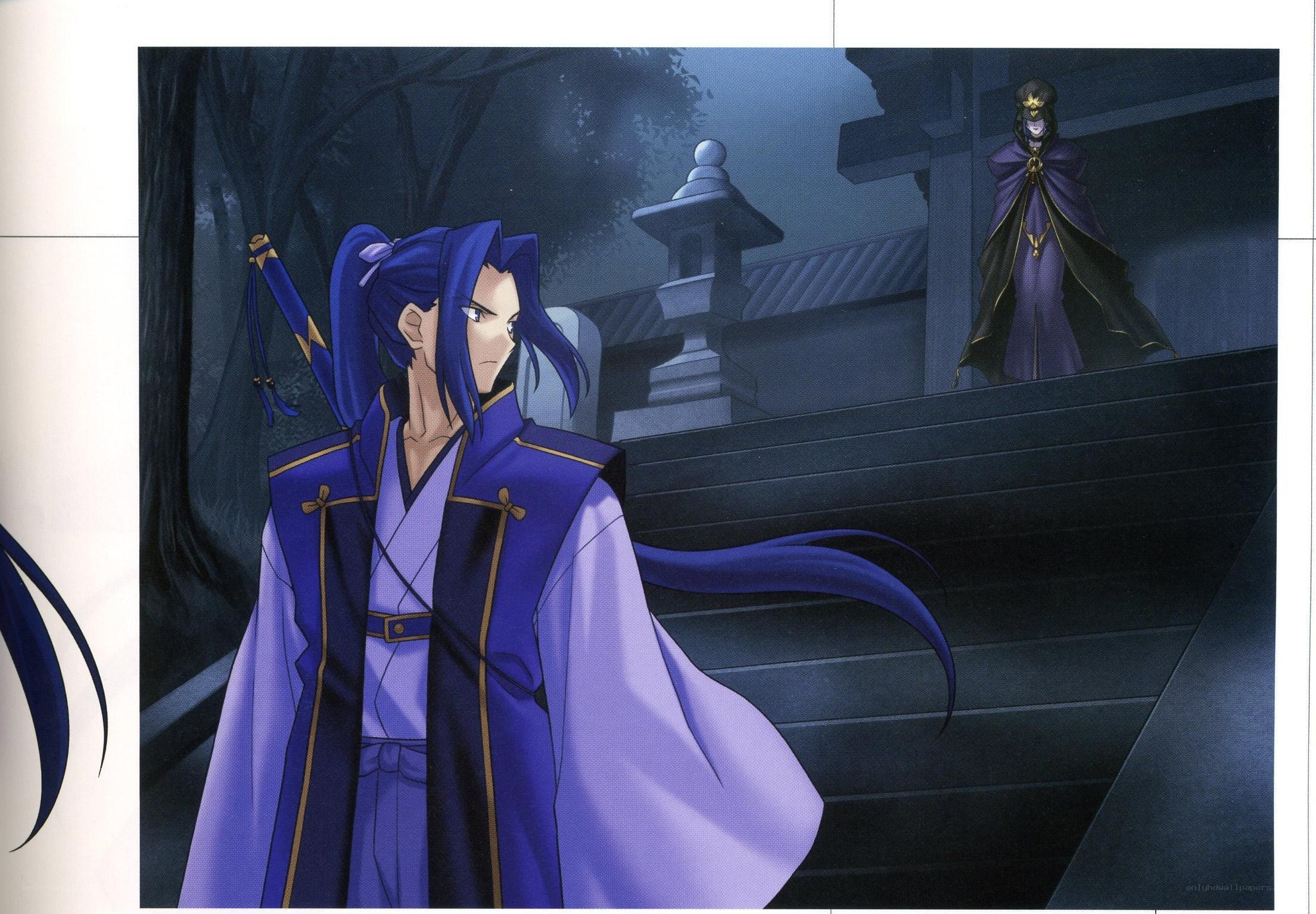Blue-haired warrior on steps