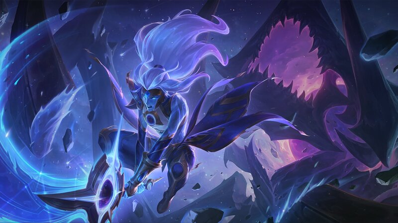 Blue-haired Warrior — Purple, Dramatic, Night