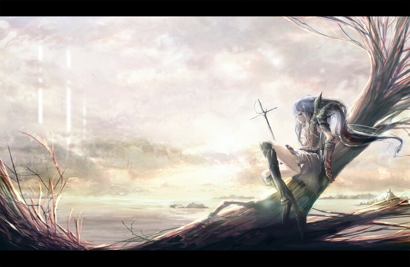 Blue-haired Warrior Sitting