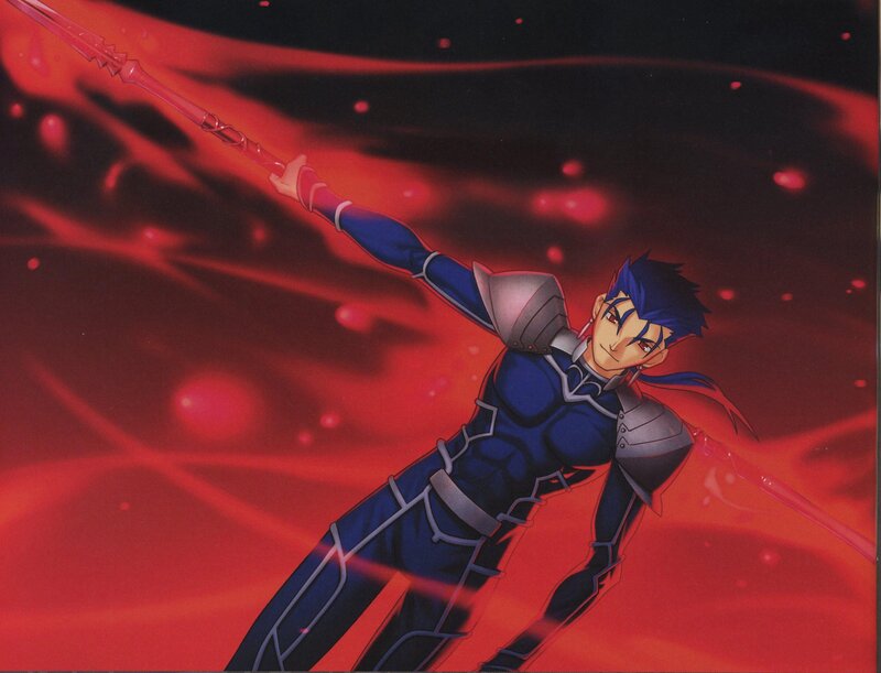 Blue-haired warrior with spear