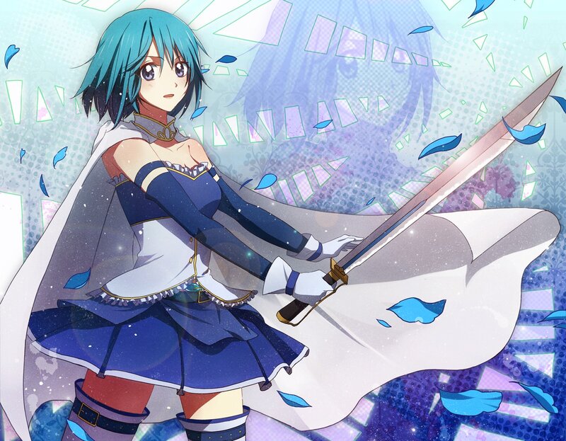 Blue-haired warrior with sword