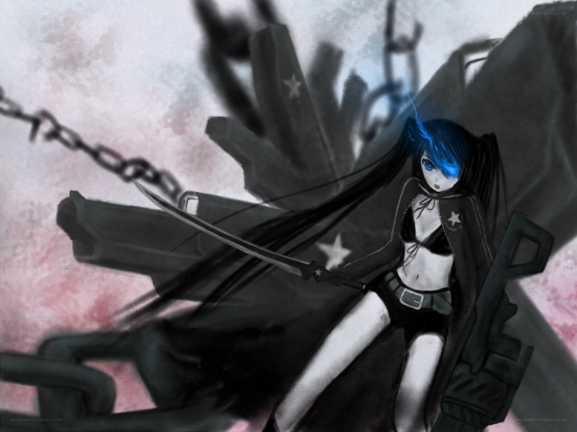 blue-haired warrior with sword