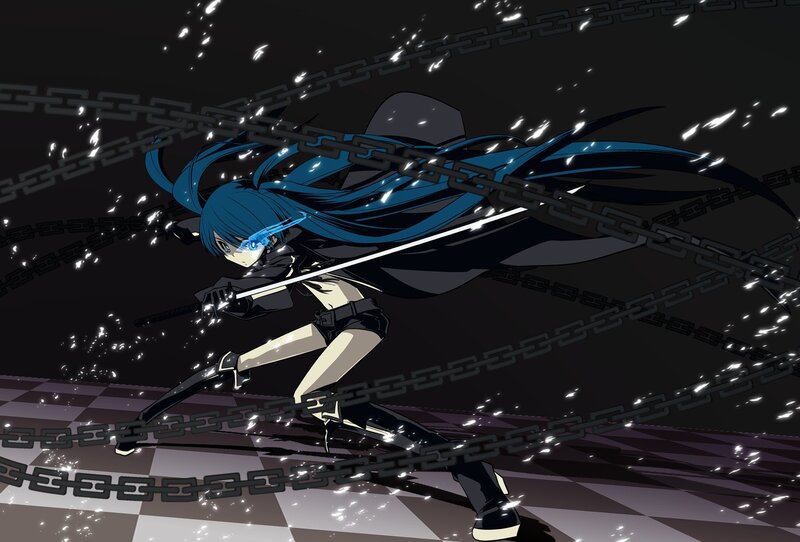 Blue-haired warrior with sword