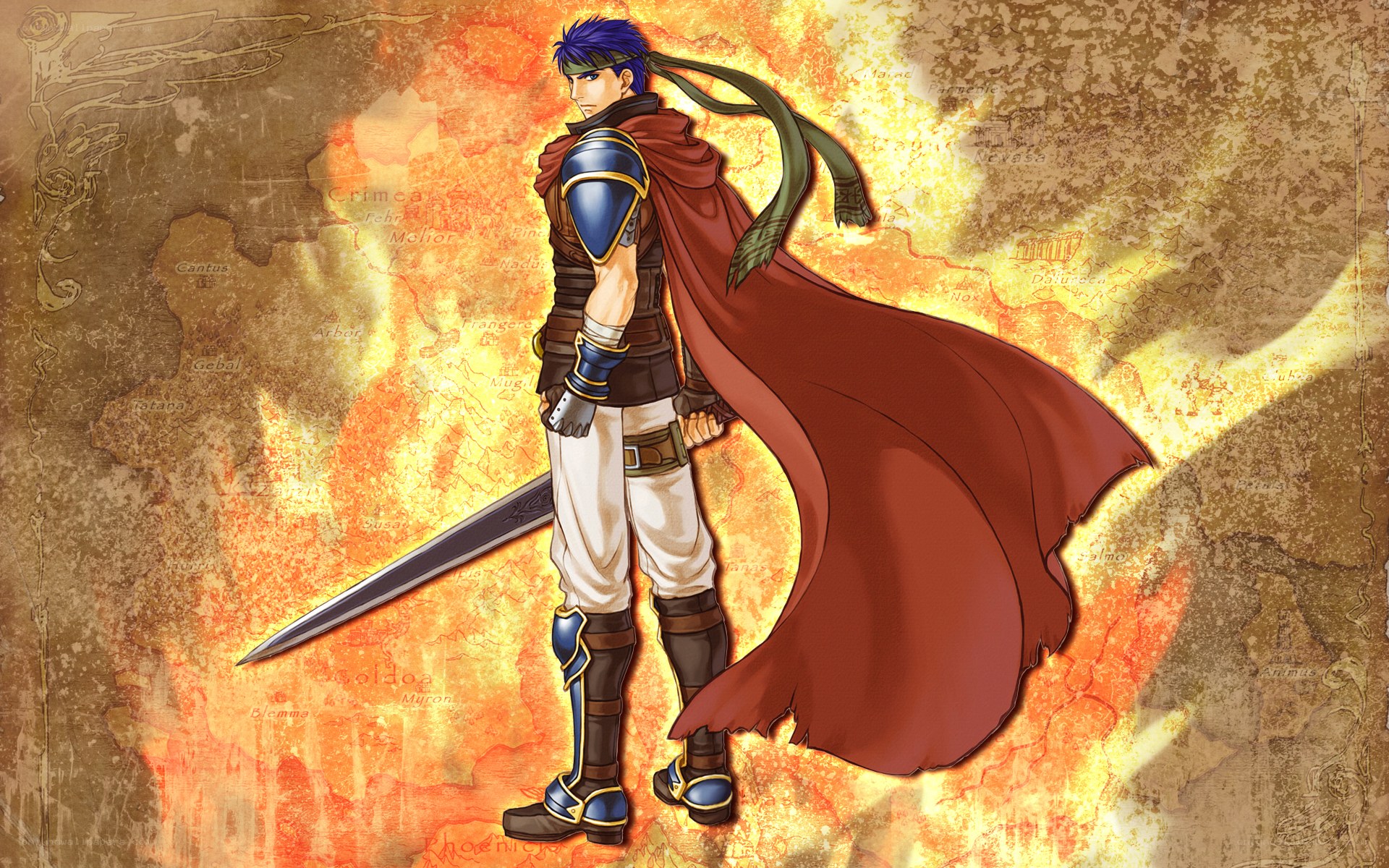 blue-haired warrior with sword