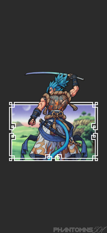 Blue-haired Warrior with Sword — Blue, Dramatic, Afternoon