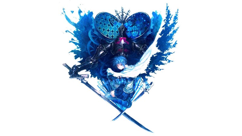 Blue-haired Warrior with Sword — Blue, Dramatic, Anime