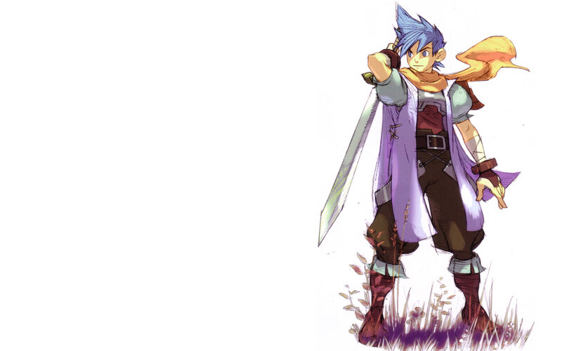 Blue-haired Warrior with Sword — Purple, Determined
