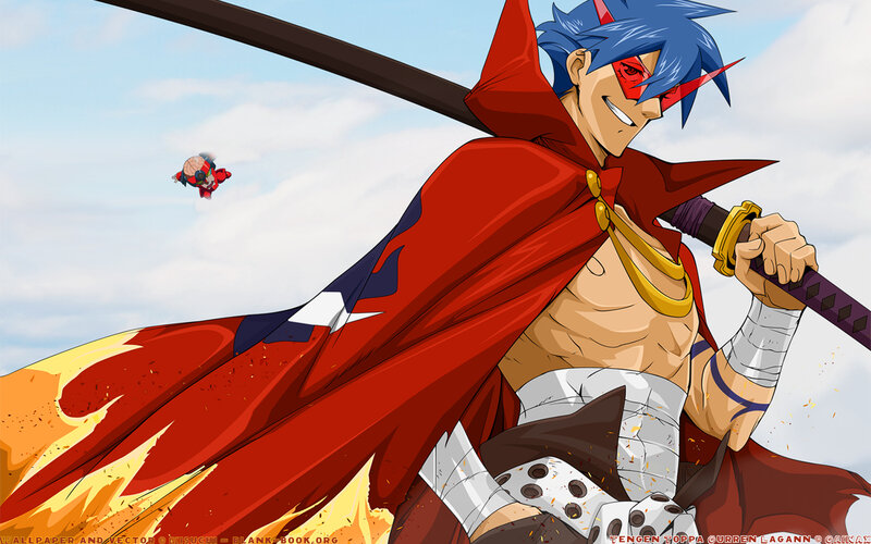 Blue-haired Warrior with Sword — Red, Dramatic, Afternoon