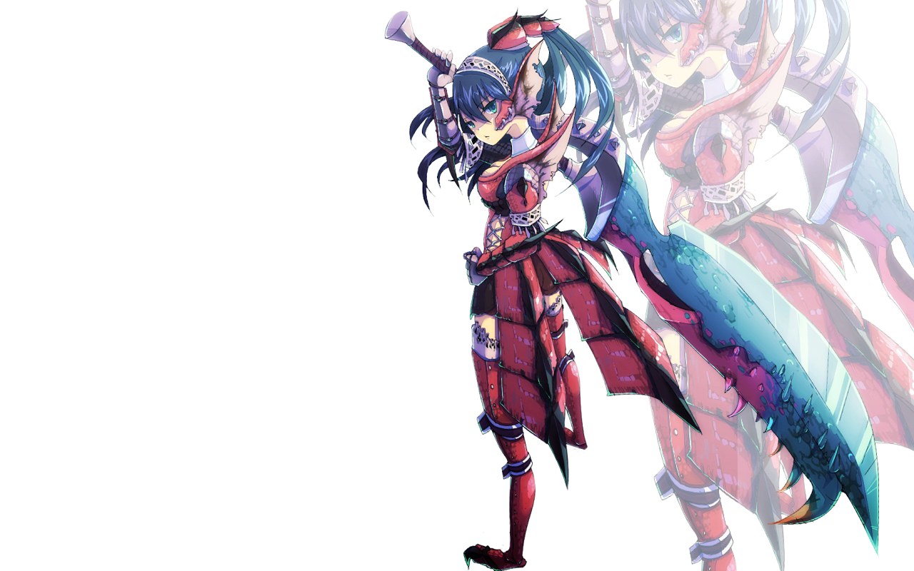 blue-haired warrior with weapon