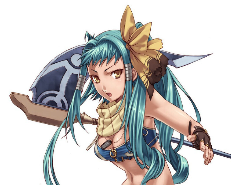 Blue-haired Warrior Woman — Blue, Determined