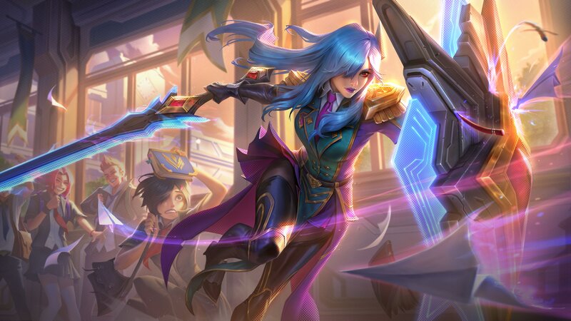 Blue-haired Warrior Woman — Blue, Dramatic, Afternoon