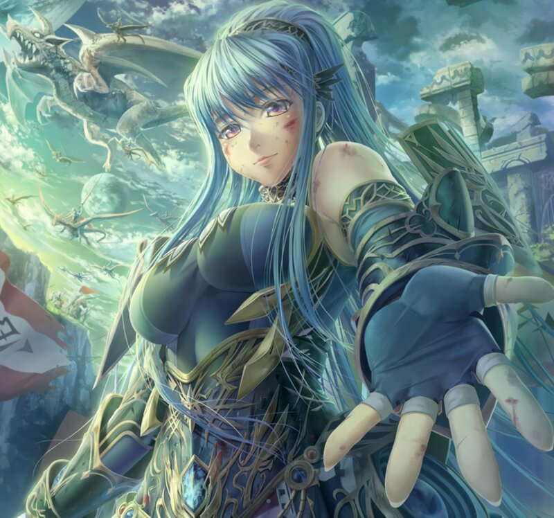 Blue-haired Warrior Woman — Blue, Dramatic, Anime, Dragon