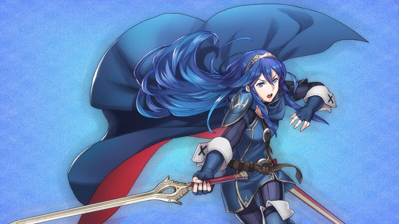 Blue-haired Warrior Woman — Blue, Dramatic, Anime, Sword, Cape