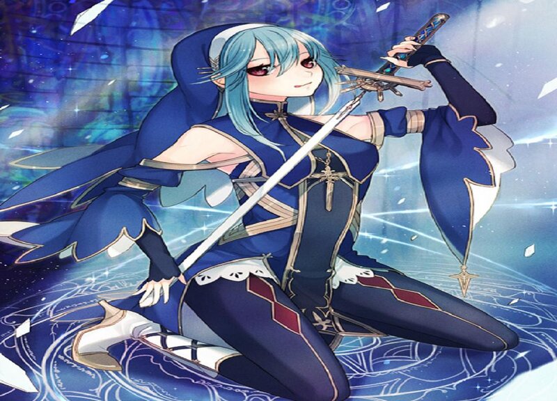 Blue-haired Warrior Woman — Blue, Dramatic, Anime, Sword