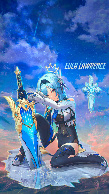 Blue-haired Warrior Woman — Blue, Dramatic, Sunset