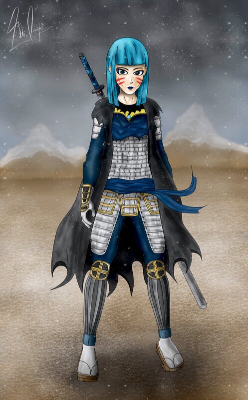 Blue-haired Warrior Woman — Blue, Dramatic, Winter