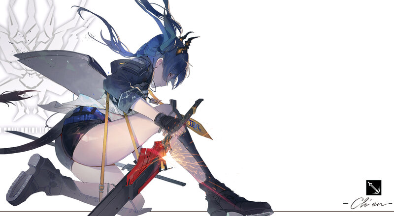 Blue-haired Warrior Woman — Blue, Dynamic