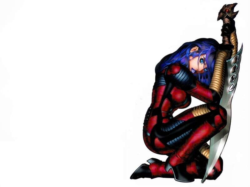 Blue-haired Warrior Woman — Red
