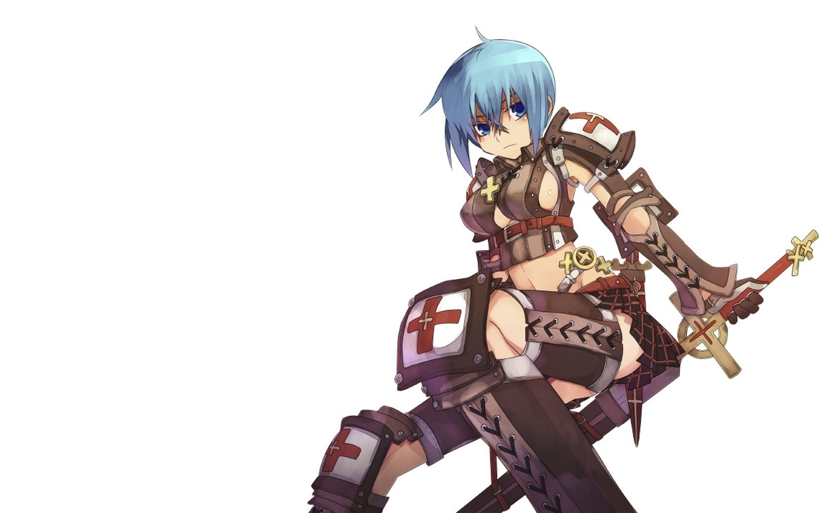 blue-haired warrior woman