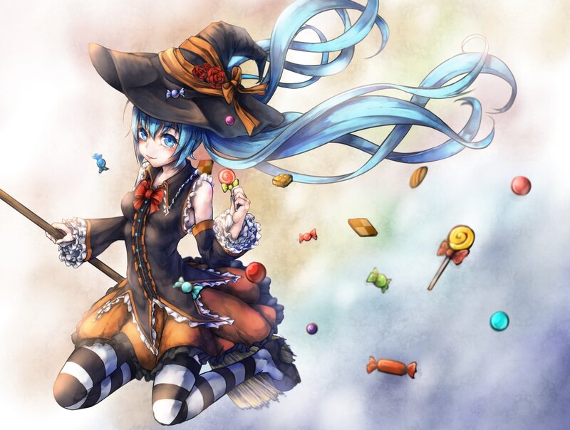 Blue-haired Witch Flying — Blue