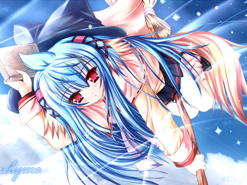 Blue-haired Witch Flying