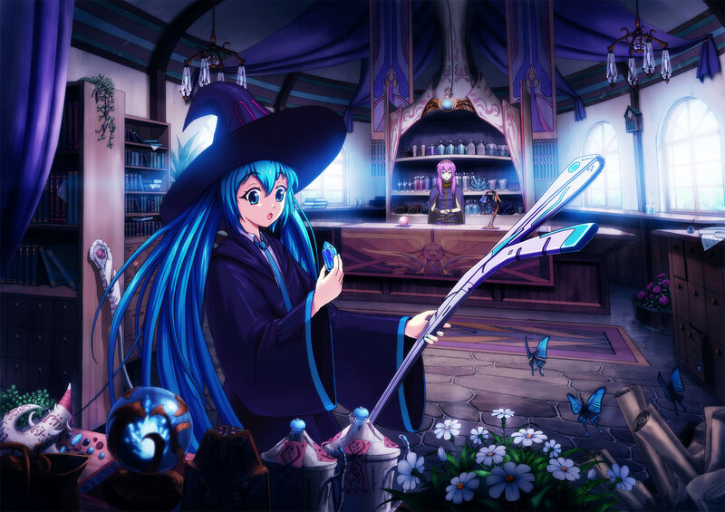 Blue-haired Witch in a Shop
