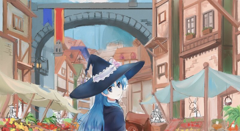 Blue-haired Witch in Market
