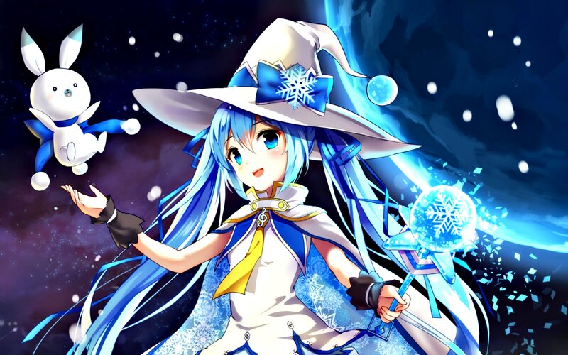 Blue-haired Witch with Rabbit