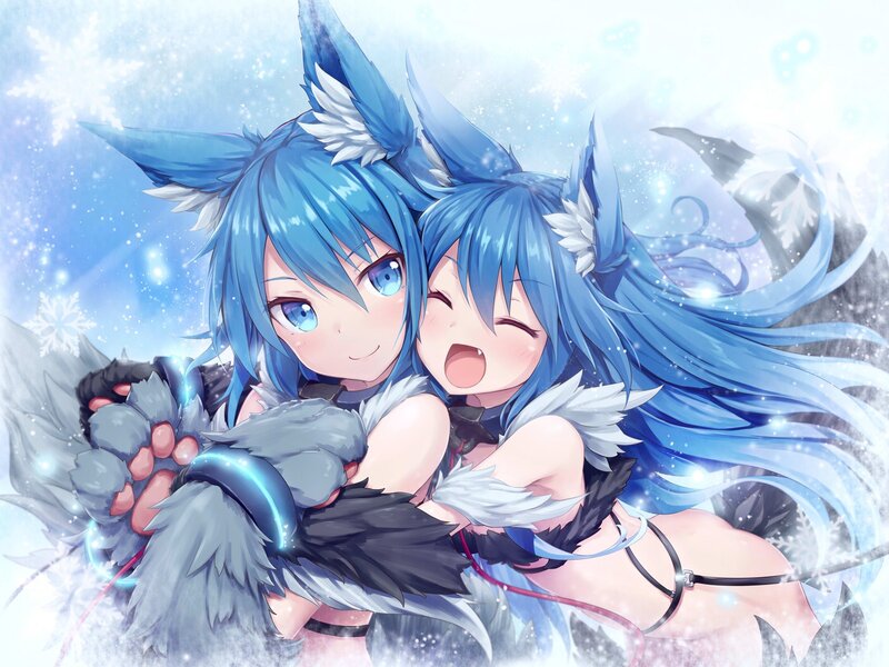 Blue-haired Wolf Girls