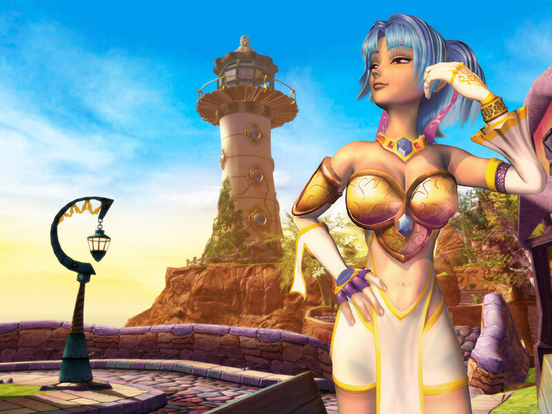 Blue-haired Woman in Armor
