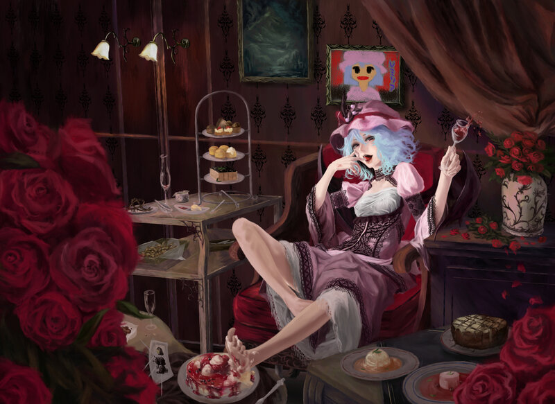 Blue-haired Woman in Chair