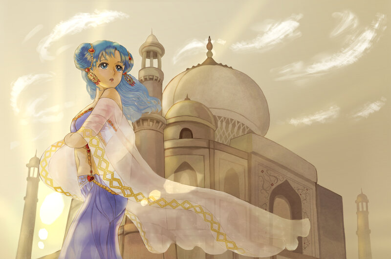 Blue-haired Woman in Dress — Blue, Serene